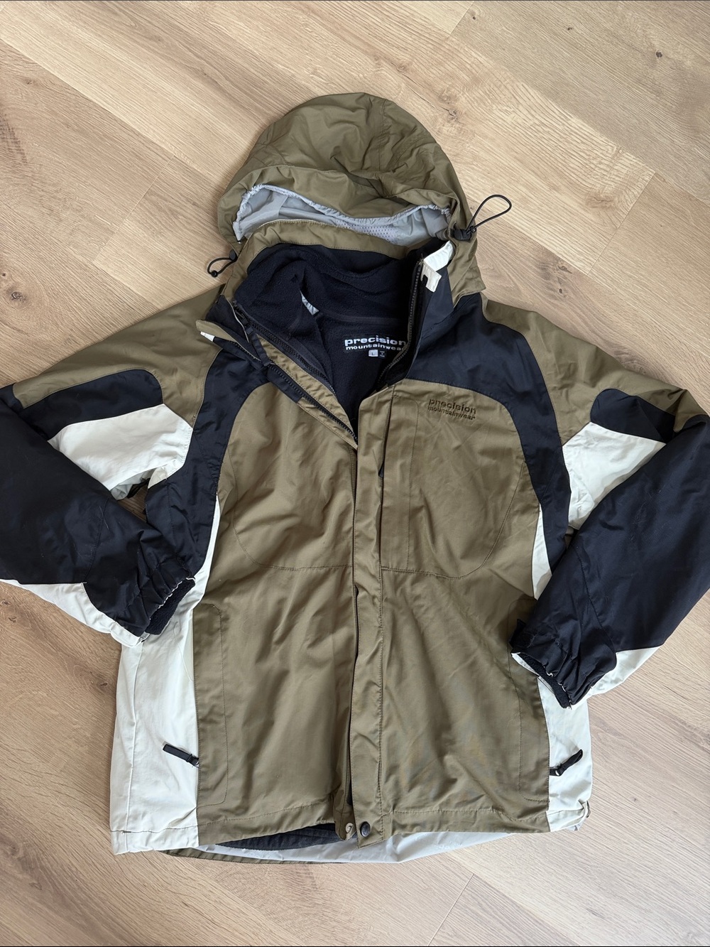Men's Olive & Black Hooded Ski Jacket